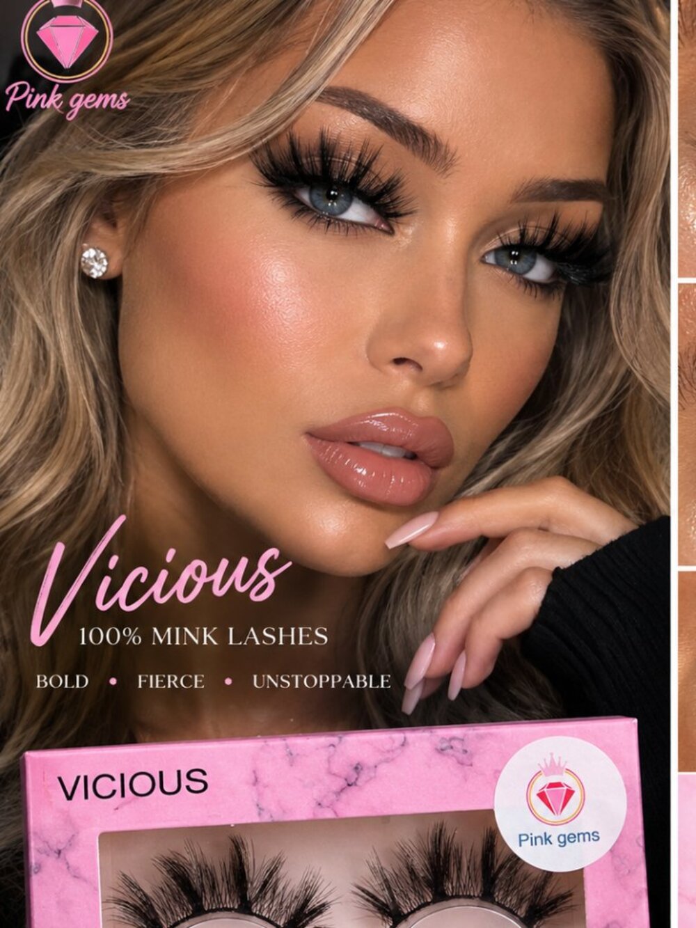 Vicious 100% Mink Lashes Dramatic Wispy Full Volume Reusable